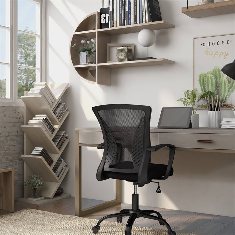 Adjustable Mesh and Metal Office Chair in Black V155
