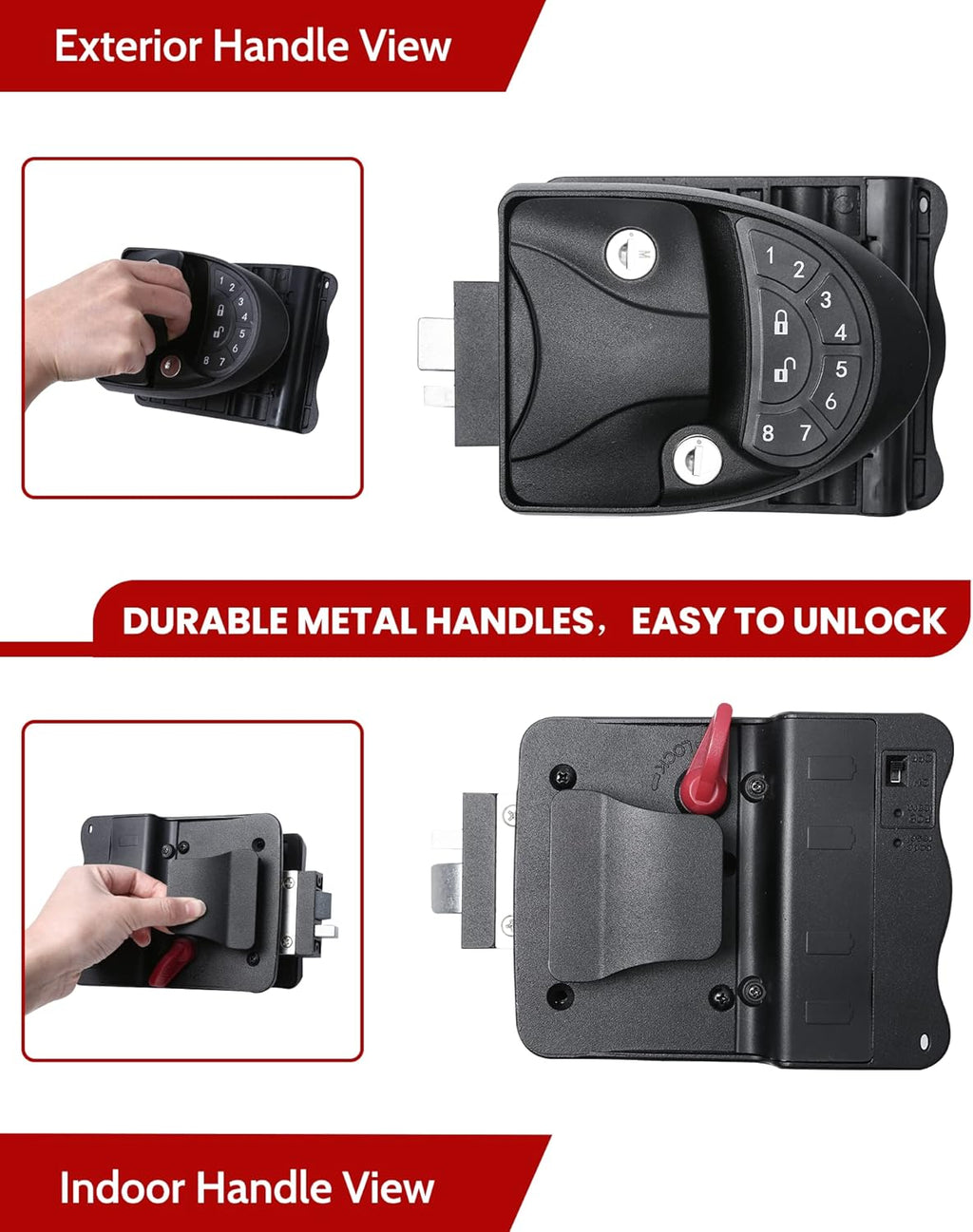 Keyless Entry RV Door Lock with Remote Key Fobs and Backlit Keypad N488801