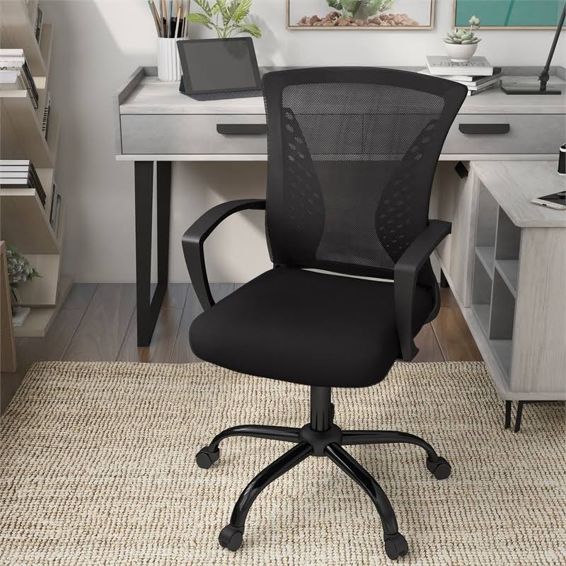 Adjustable Mesh and Metal Office Chair in Black V155