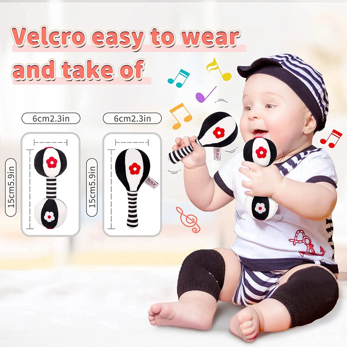 2PCS Soft Rattles for Baby, Baby Toys 0-6 Months, Car Seat Toys for Infants Y41212