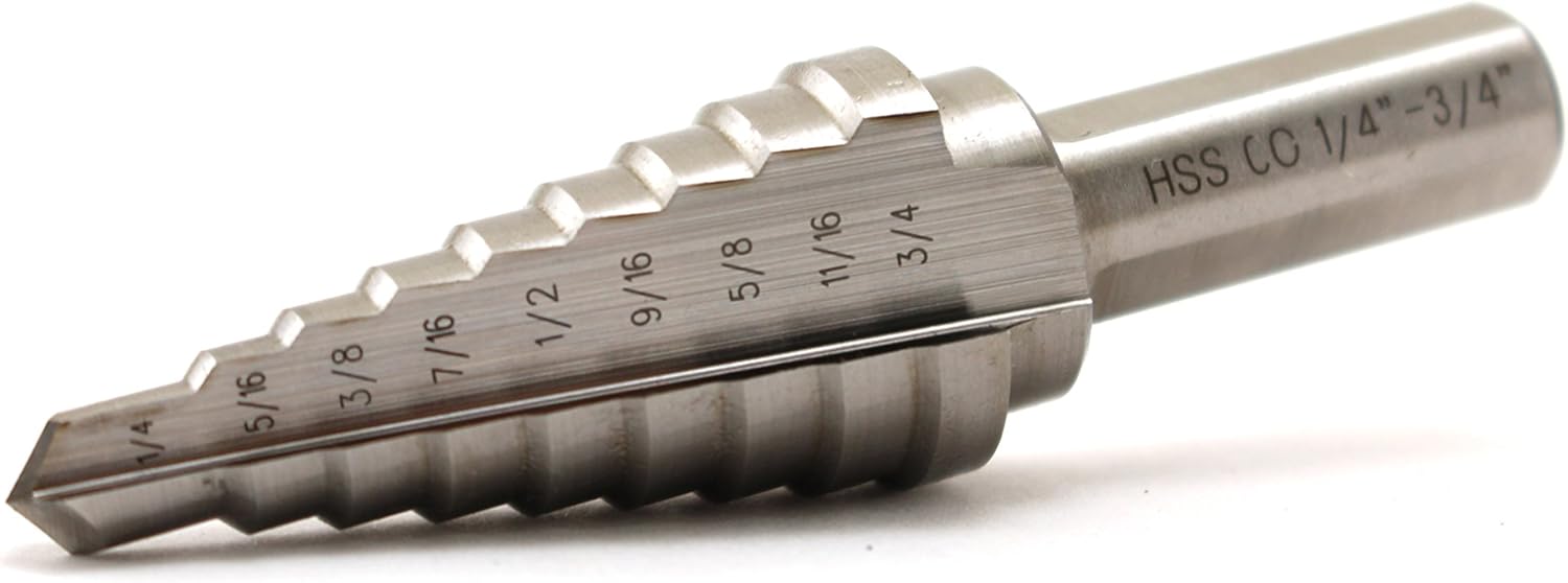 Cobalt Double Flute Step Drill, 10 Size, 13/16 Inch To 1-3/8 Inch, 1/2 Inch Shank, Pack of 2 Y411332