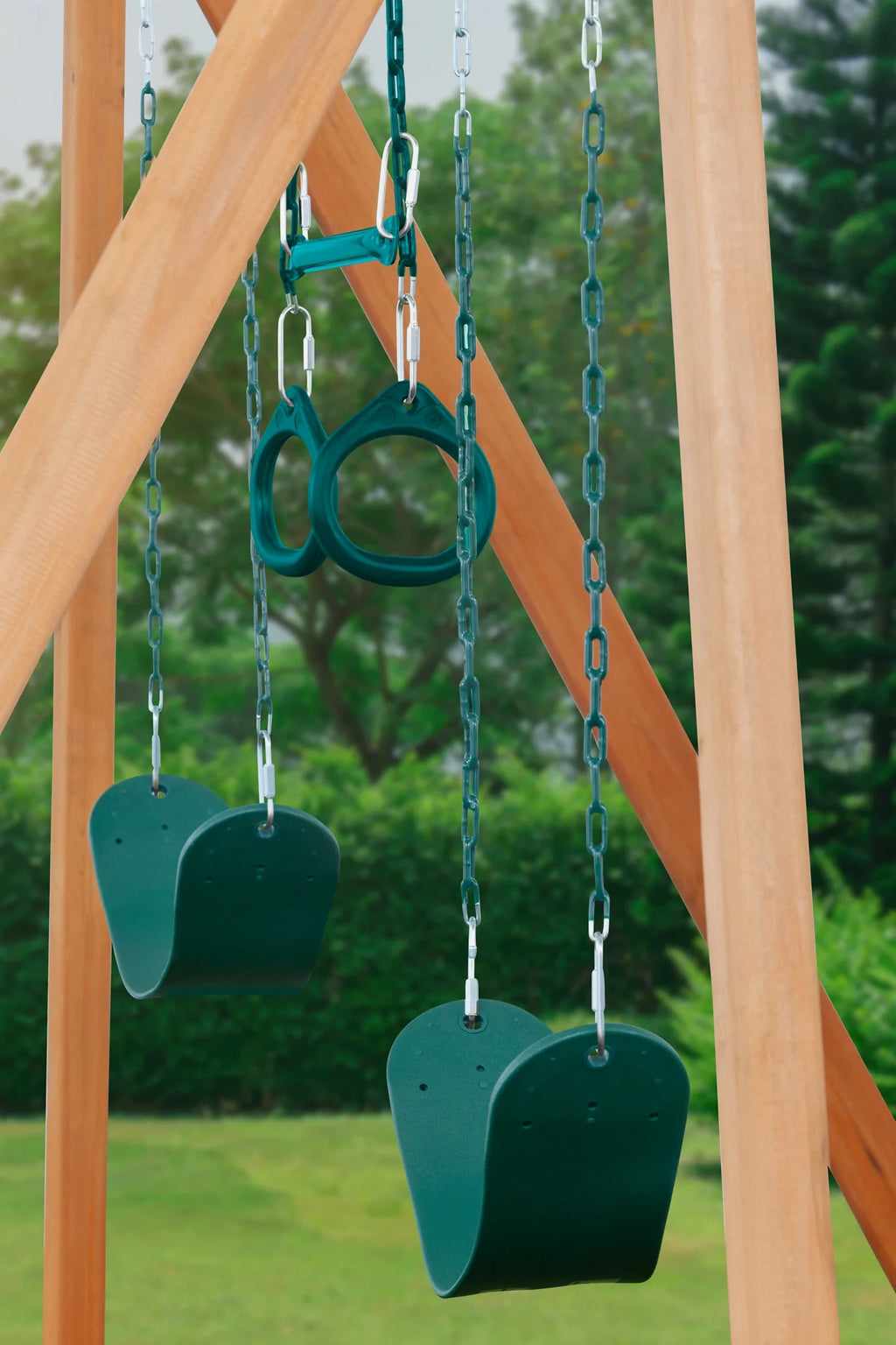 Cedar Swingset with Belt Swings and Trapeze Bar Z273