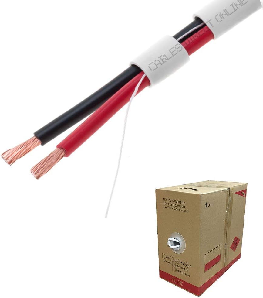 500FT 16/4 Bulk Speaker Wire 16AWG CL2 Audio Cable P91568
