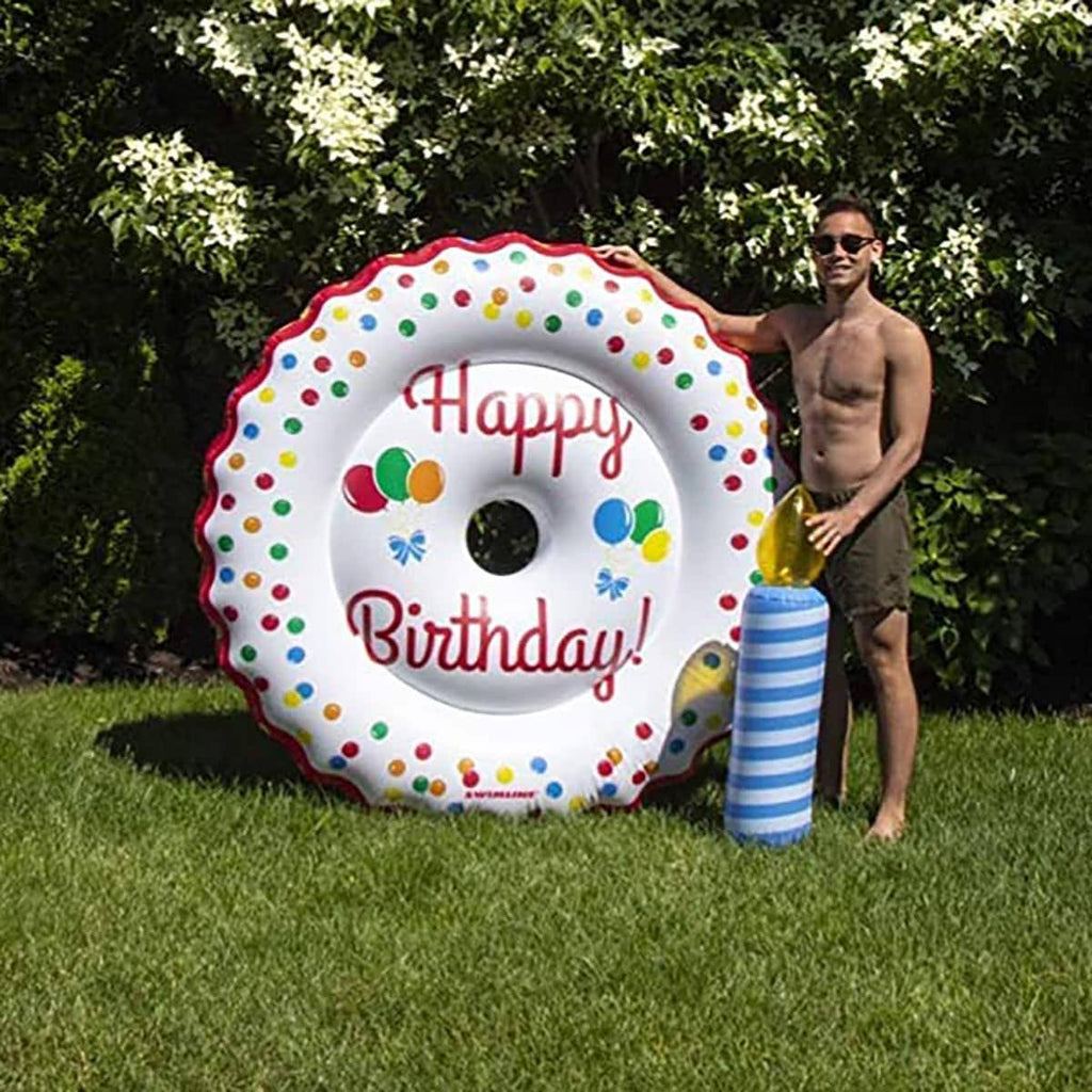 Inflatable Pool Island with LED Birthday Cake I8398