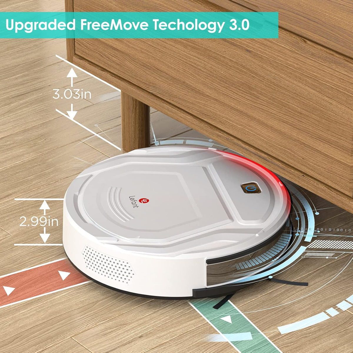 Robot Vacuum Cleaner, 1800Pa Suction, Slim, Quiet, Self-Charging O9395
