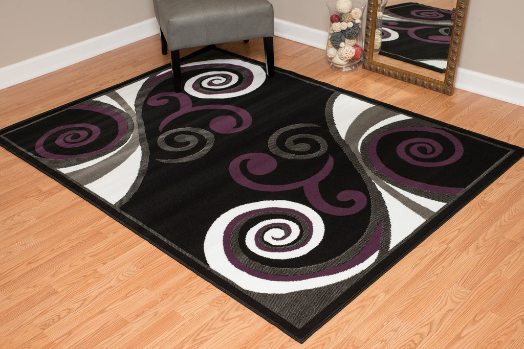 Geometric Pattern Black Area Rug R226065