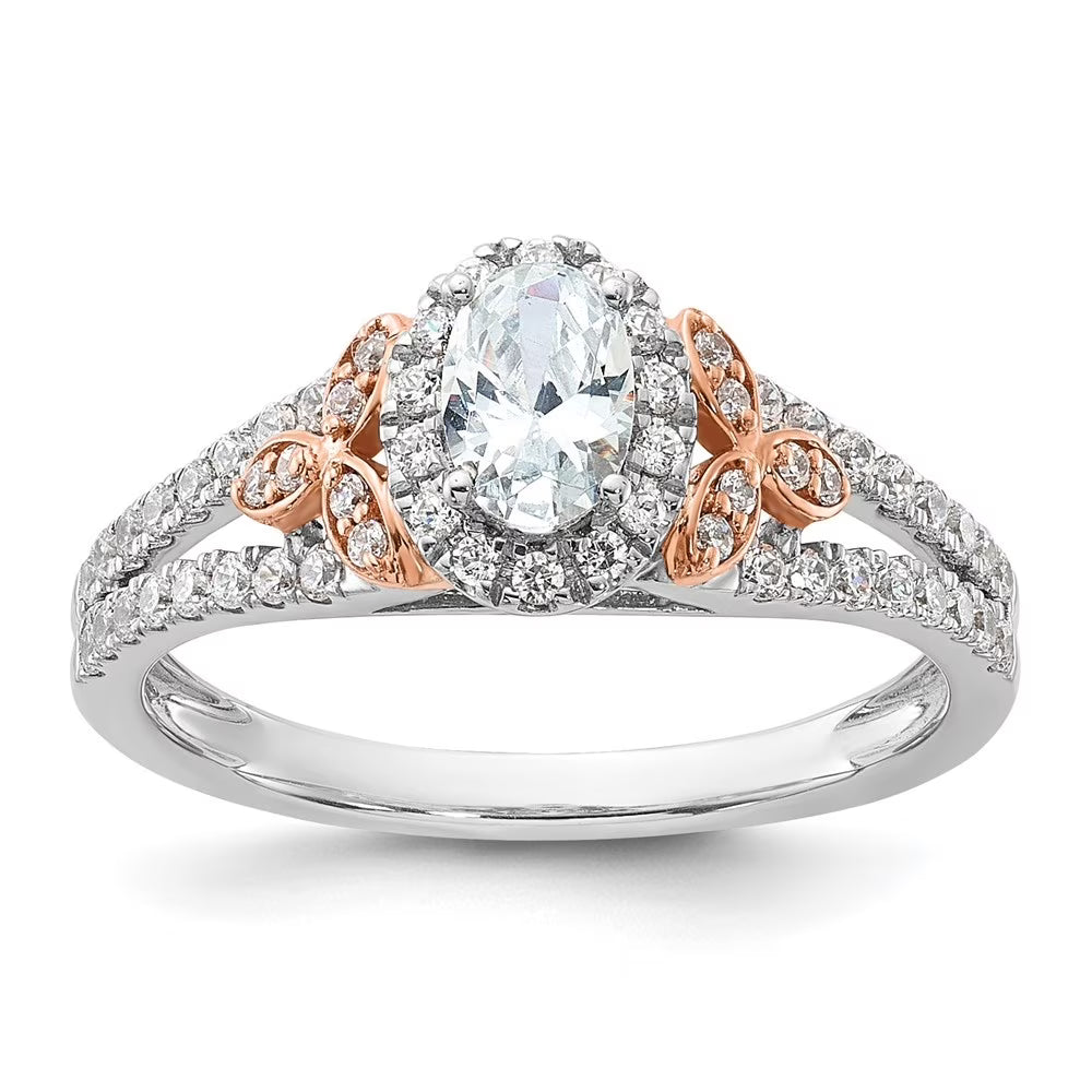 14k Two-tone Gold Lab Grown Diamond Halo Engagement Ring Q733
