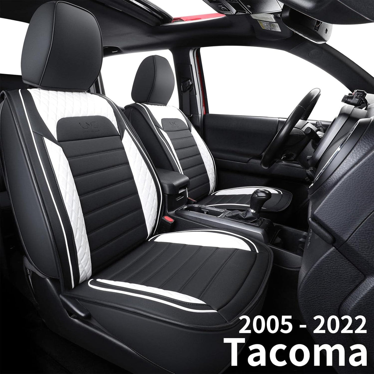 Black Waterproof Faux Leather Seat Covers for Tacoma Crew Cab Double Cab Q653