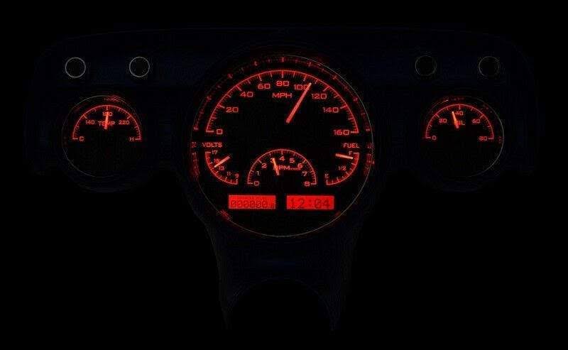 Analog Gauges System Black Alloy Red Kit W10918