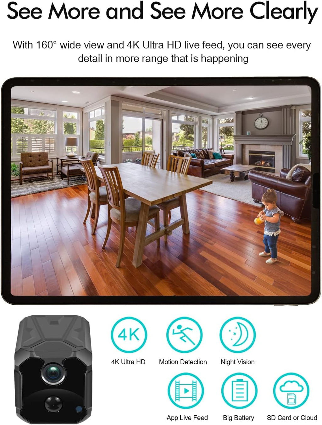 4K UHD Wireless Security Camera, Pack of 2 Y637224