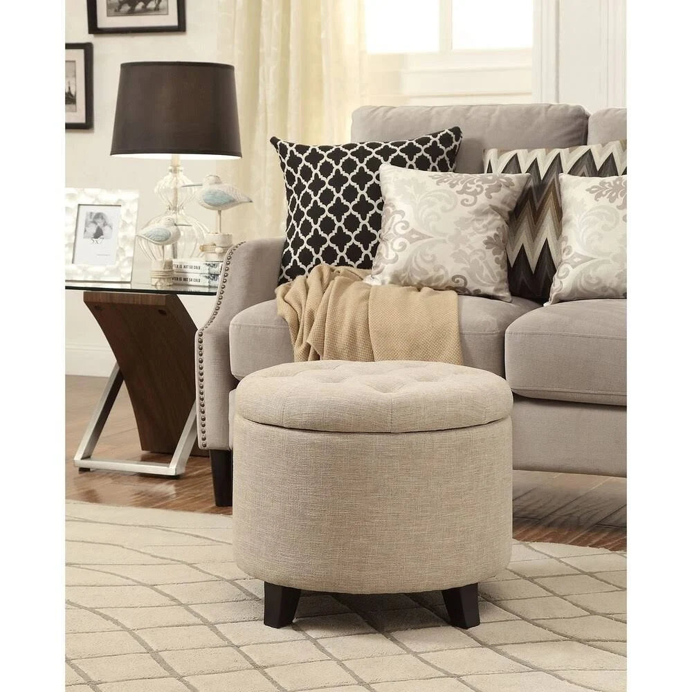 Green Fabric Round Ottoman K538
