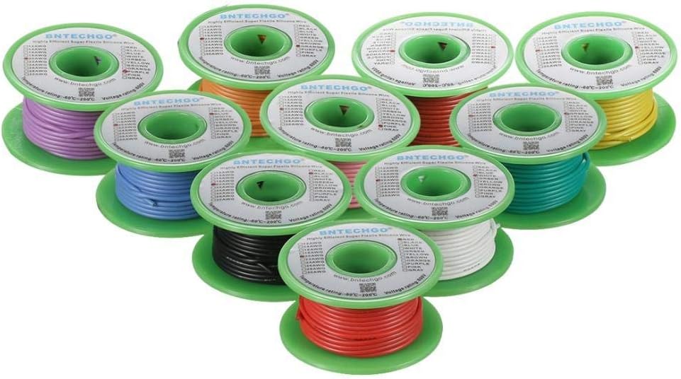 16 Gauge Silicone Wire Kit 10 Color 25 ft Flexible 16 AWG Stranded Tinned Copper Wire Pack of 2 D3154