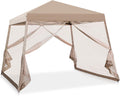 Beige 10' x 10' Pop Up Canopy Tent with Mosquito Netting H502