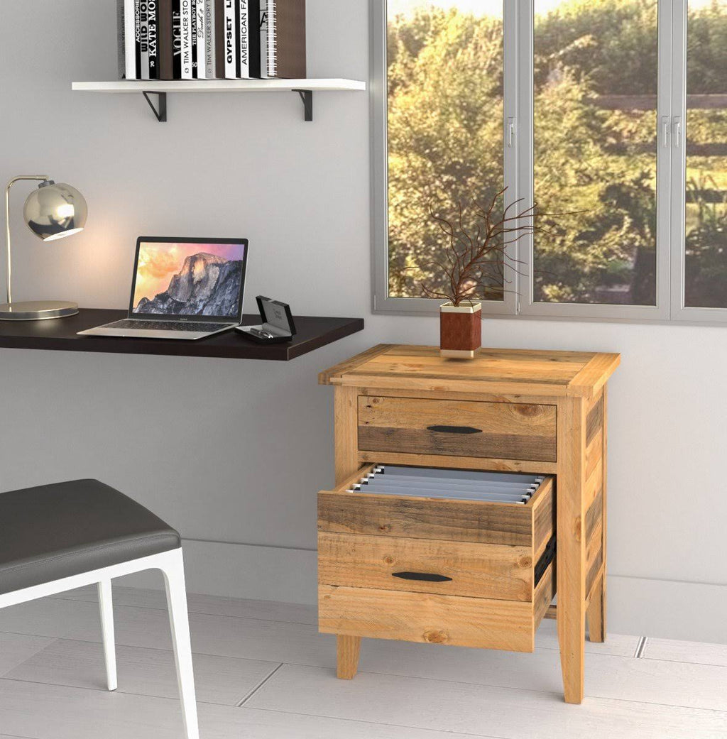 Reclaimed Wood Filing Cabinet with Two Drawers T733784