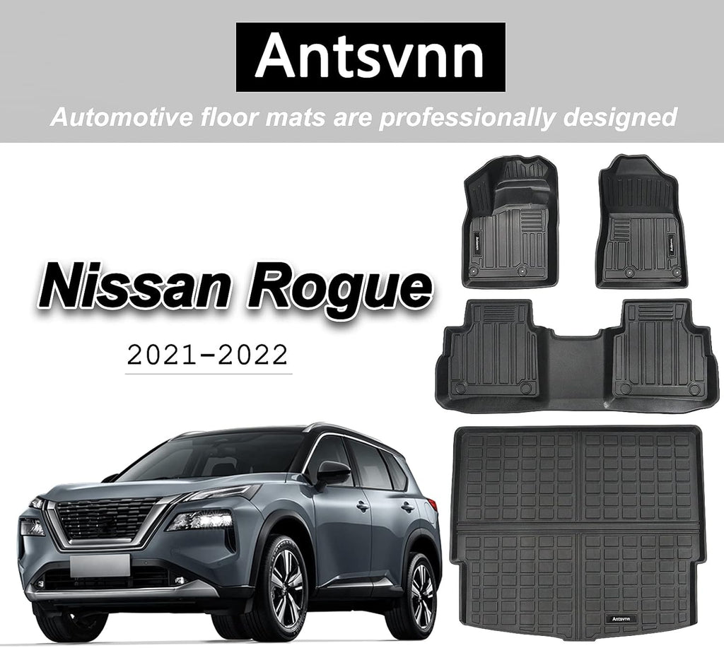 Car Floor Mats 2 Rows and Trunk Cargo Liner All-Weather Rubber C442010