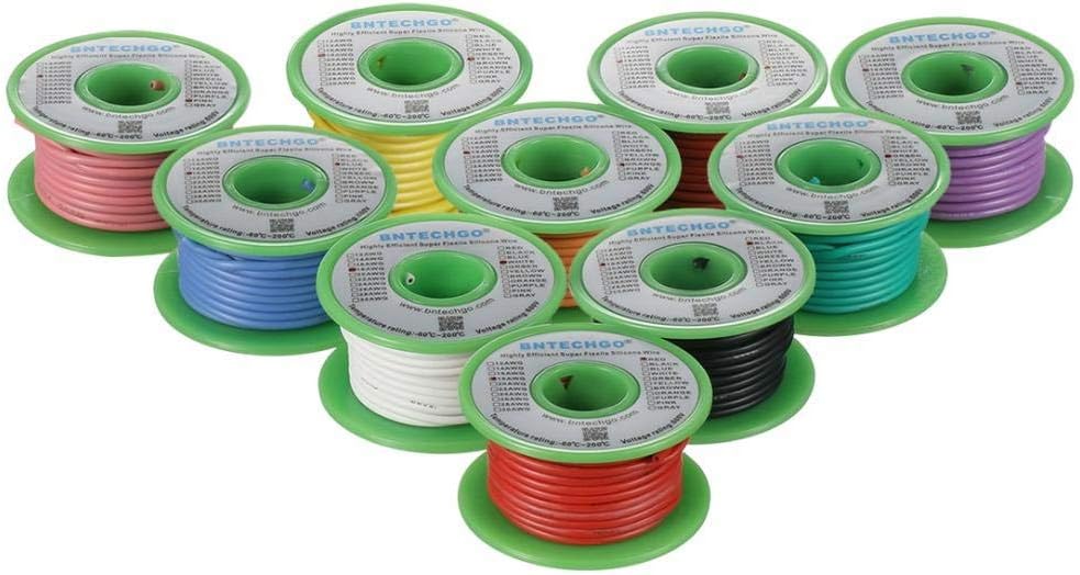16 Gauge Silicone Wire Kit 10 Color 25 ft Flexible 16 AWG Stranded Tinned Copper Wire Pack of 2 D3154