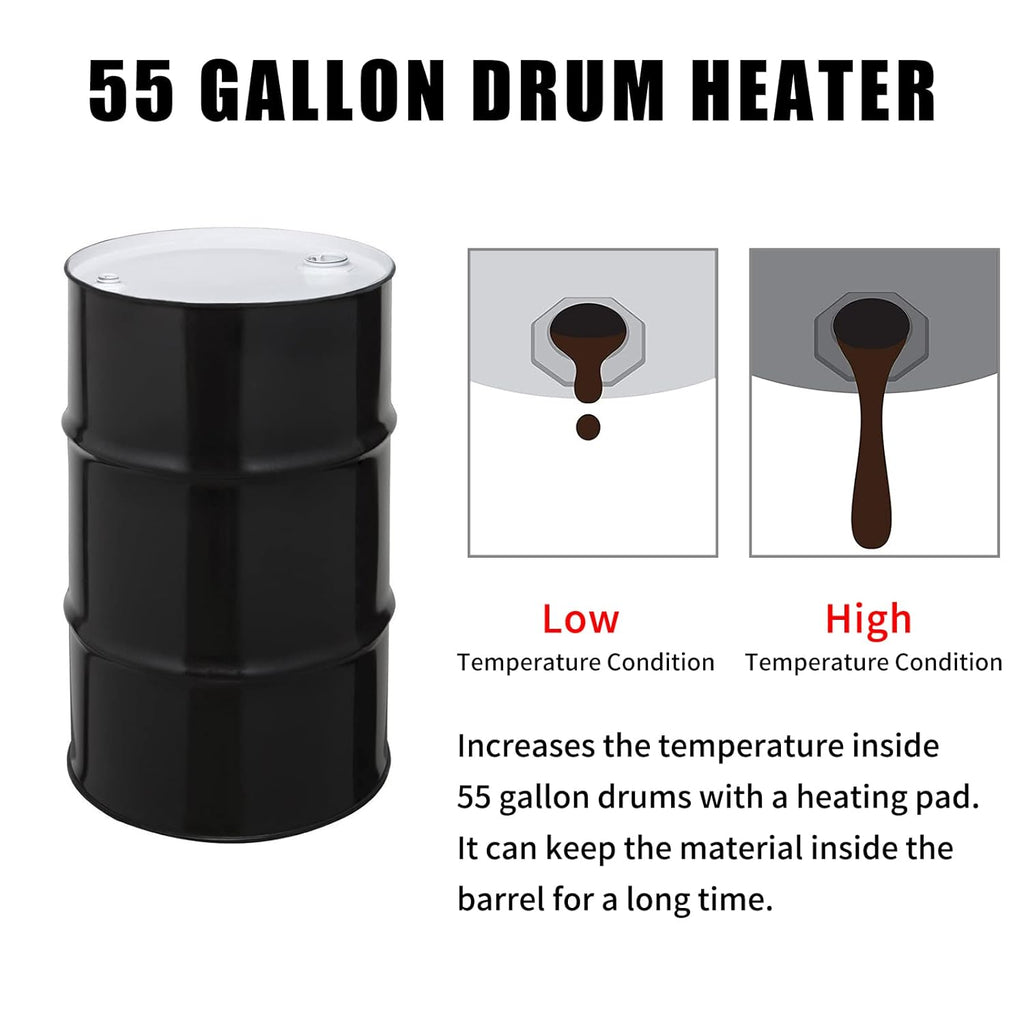 55-Gallon Silicone Metal Drum Heat Pad Band Warmer Kit 120V 150℃ 5x70in Pack of 2 D120