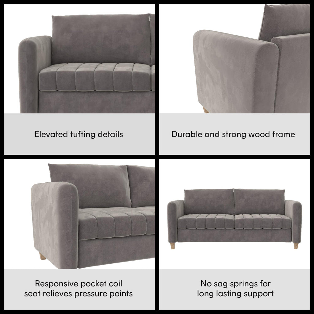 Light Gray Velvet Tufted Sofa P31582