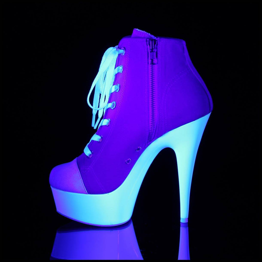 6 Pink Canvas Neon White Shoes K885