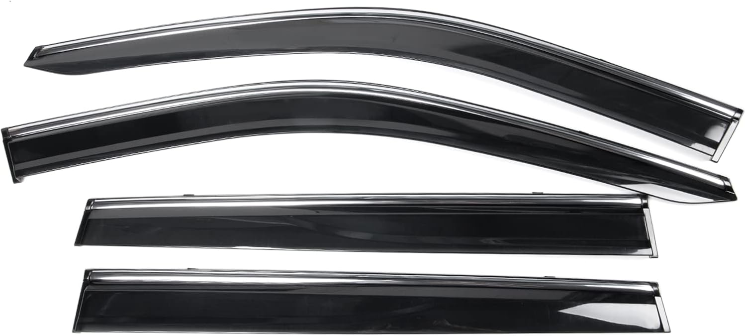 Window Visor Rain Guard Shade 4PC Injection Polycarbonate with Chrome Trim Z88275