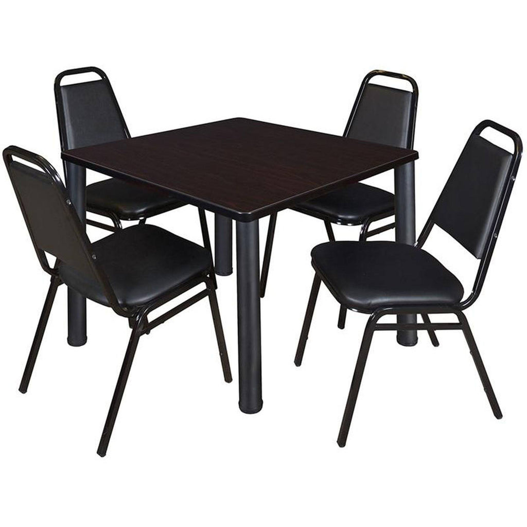 36x22 Square Breakroom Table with 4 Stack Chairs H1312