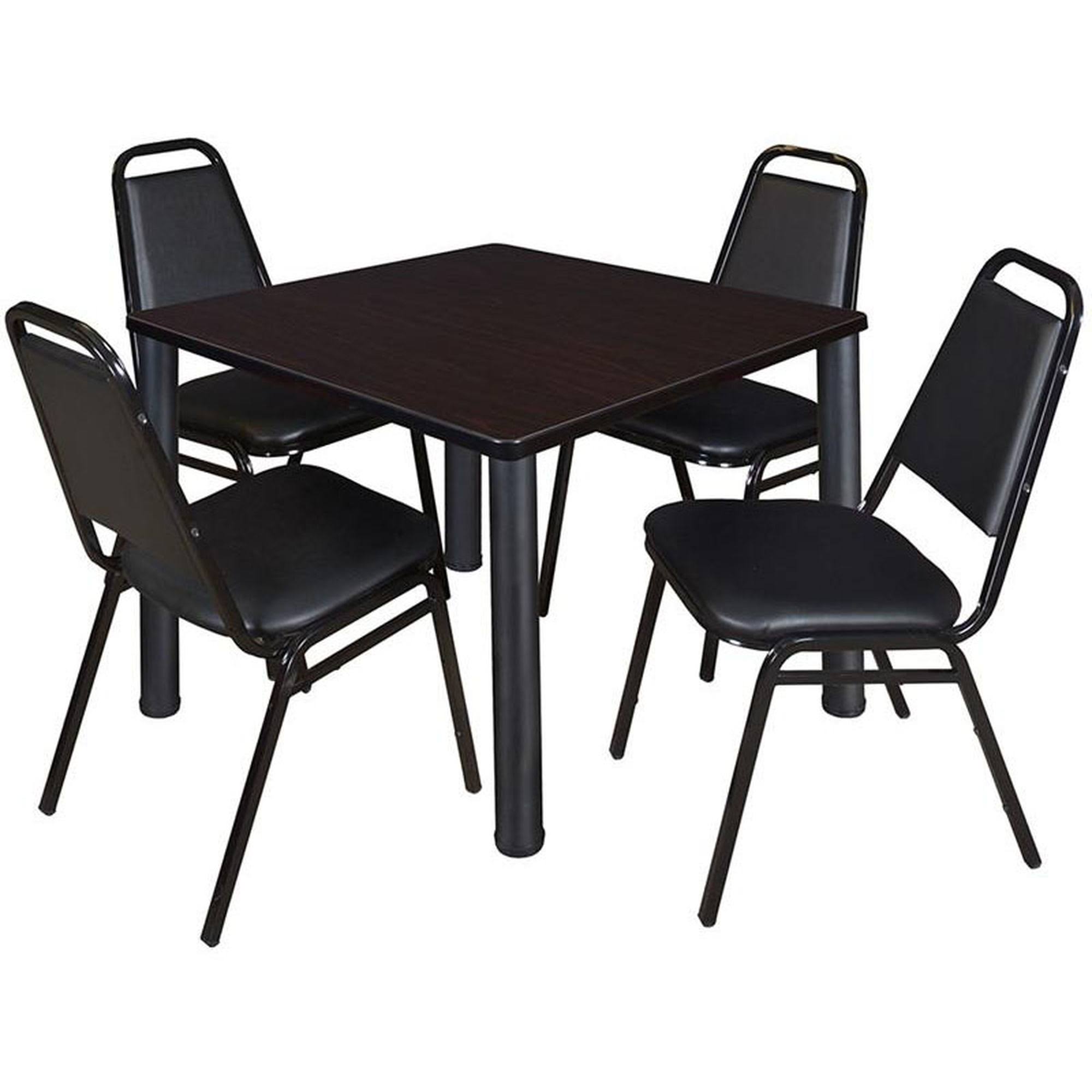 36x22 Square Breakroom Table with 4 Stack Chairs H1312