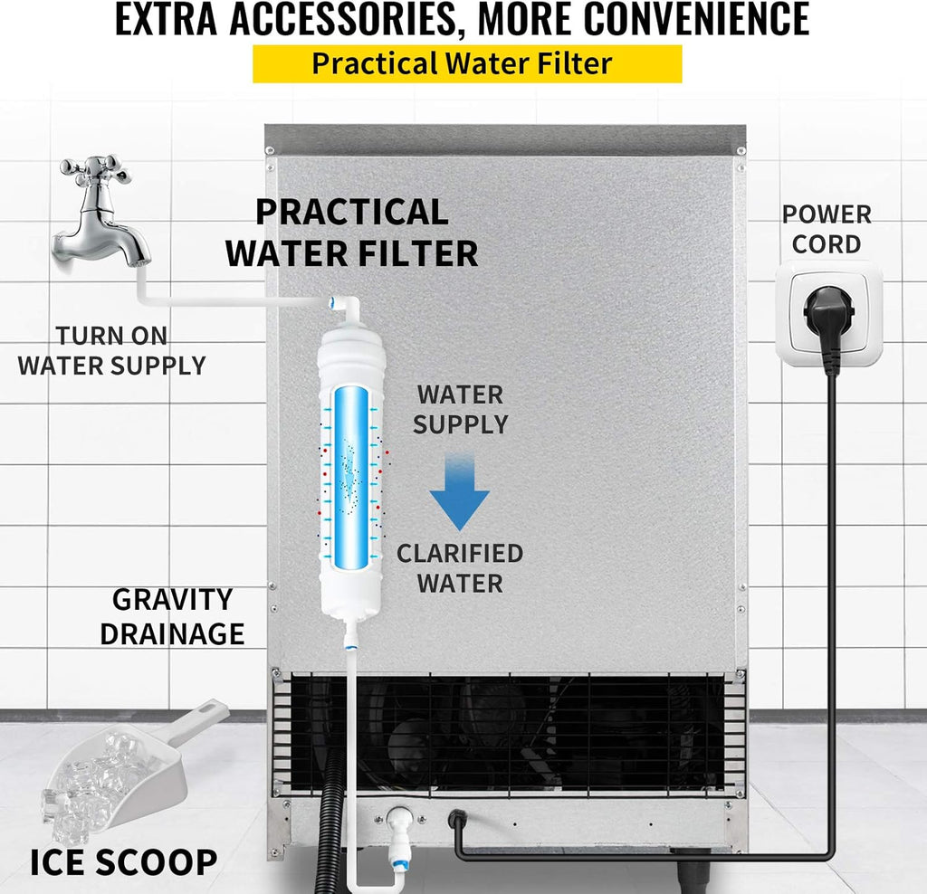 110V Commercial Ice Maker with 33LBS Bin, Stainless Steel G557569