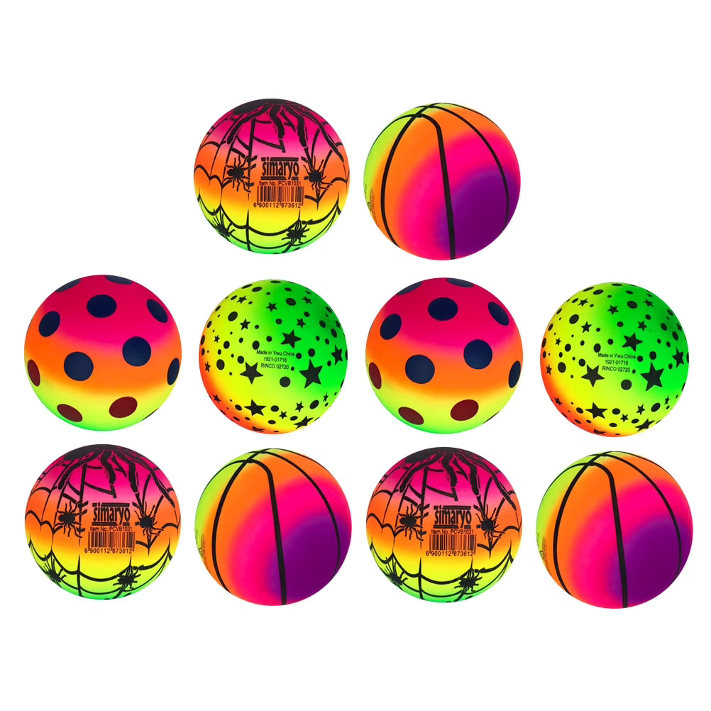 10 Pcs 16 CM Rainbow Balls Elastic PVC Beach Sports Play Ball G70982