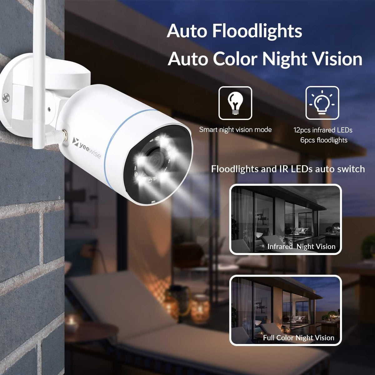 3MP Pan Tilt Wireless Security Camera Outdoor with Color Night Vision B8617