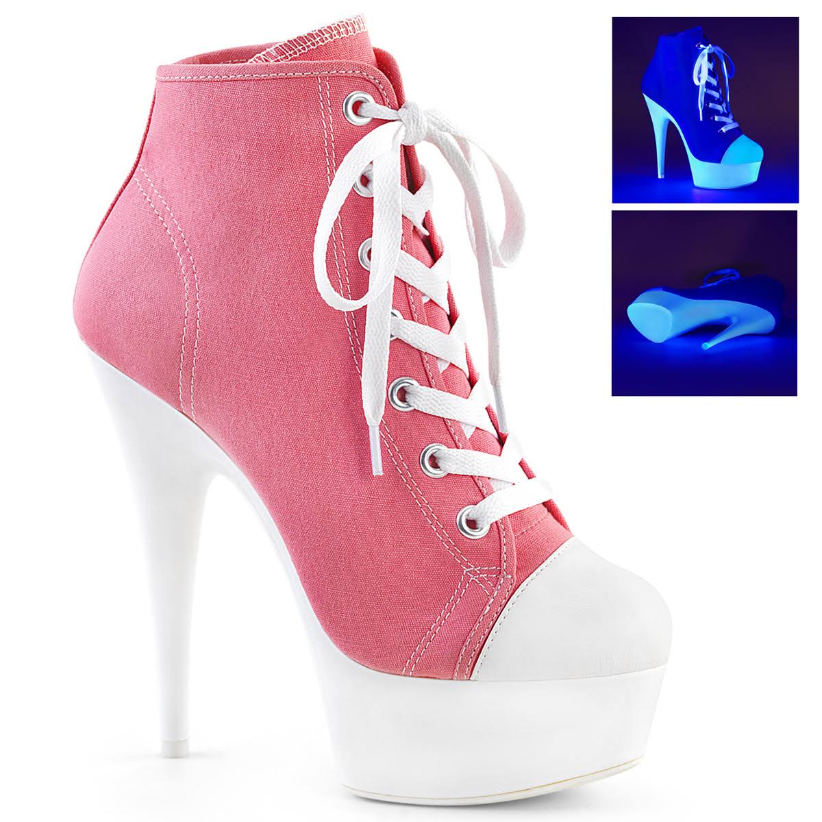 6 Pink Canvas Neon White Shoes K885