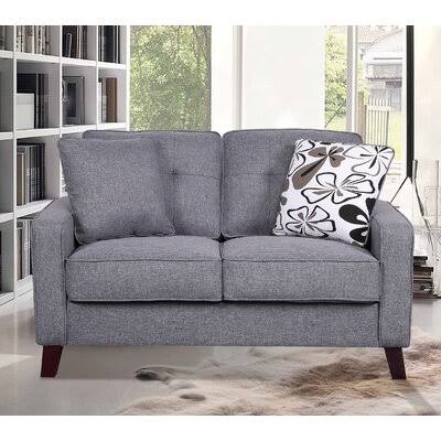 Light Gray Linen Square Arm Loveseat W90761