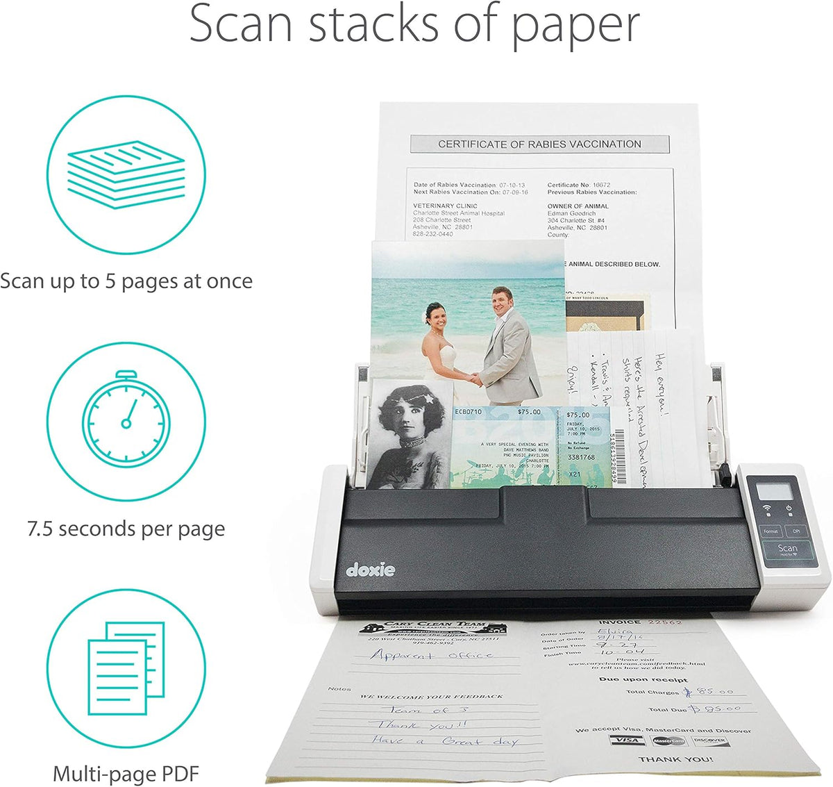 Rechargeable Document Scanner with ADF and Wi-Fi B145