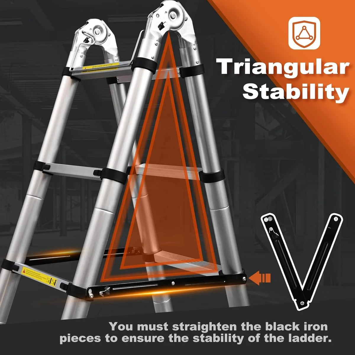 Telescoping Aluminum Extension Ladder, 16.5 Ft, 330 lb I295680
