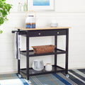 Black 2 Drawer 3 Shelf Kitchen Cart U926472