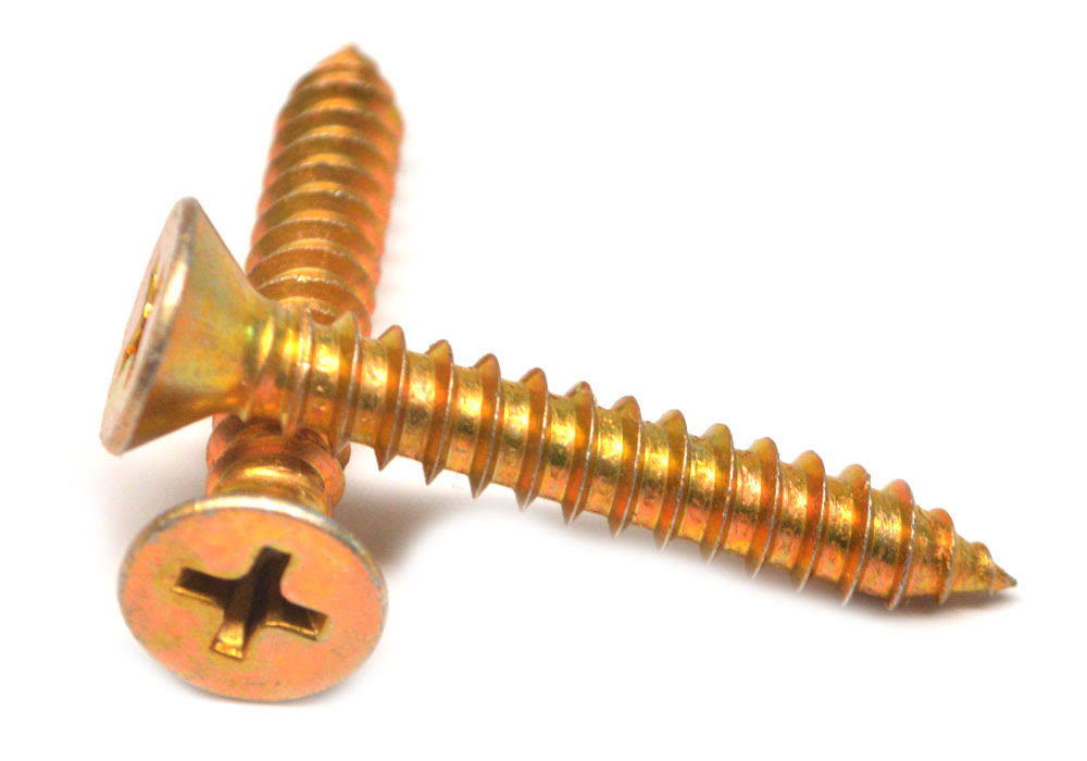 20 x 1/2 Sheet Metal Screw Phillips Flat Head Type AB Low Carbon Steel Yellow Zinc Plated B878
