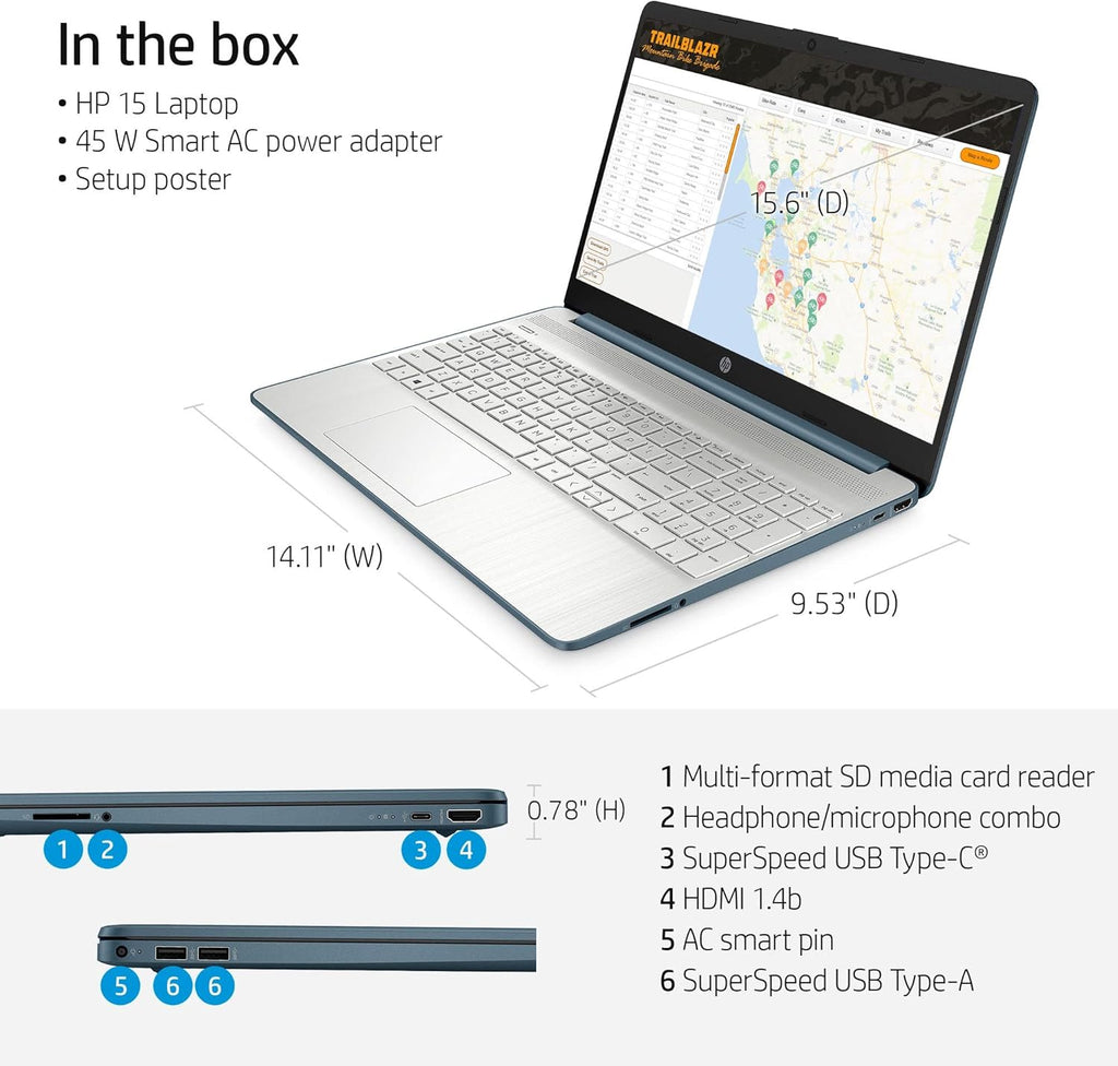 15.6" FHD Laptop, AMD Ryzen5-5500U, 16GB RAM, 1TB SSD, Windows 11 Home, Spruce Blue D4879