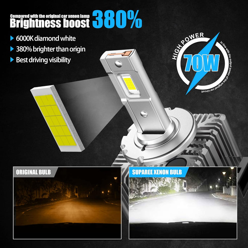 D3S D3R LED Headlight Bulbs, 6000K White 70W 12000LM, Pack of 2 O1051