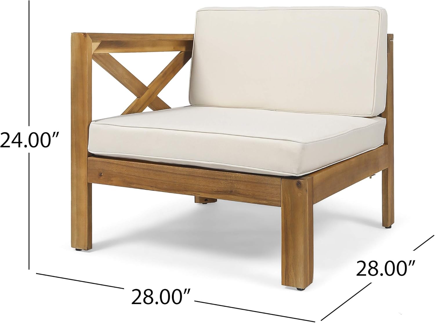 Teak Finish Beige 5 Piece Outdoor Acacia Wood Sofa Set A6087