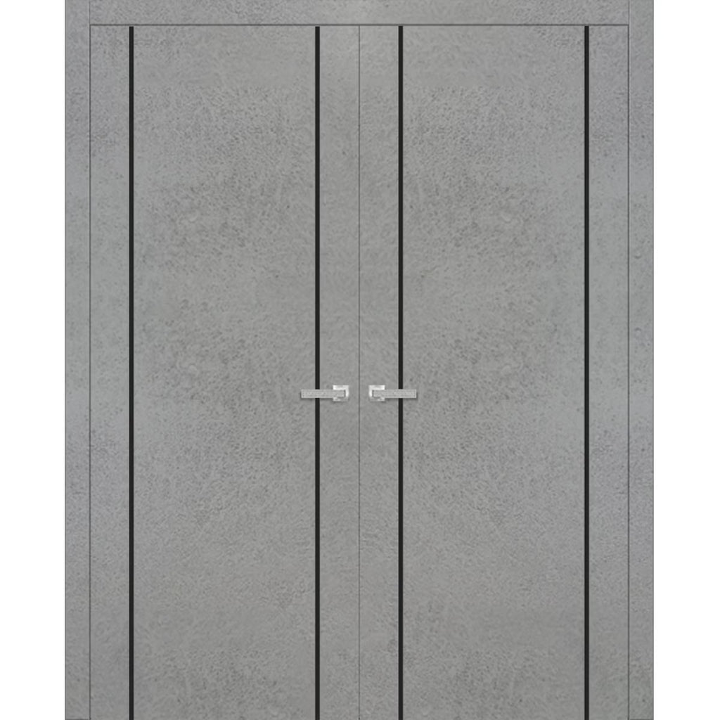 Solid French Double Doors 36 x 96 inches with Frosted Glass B249