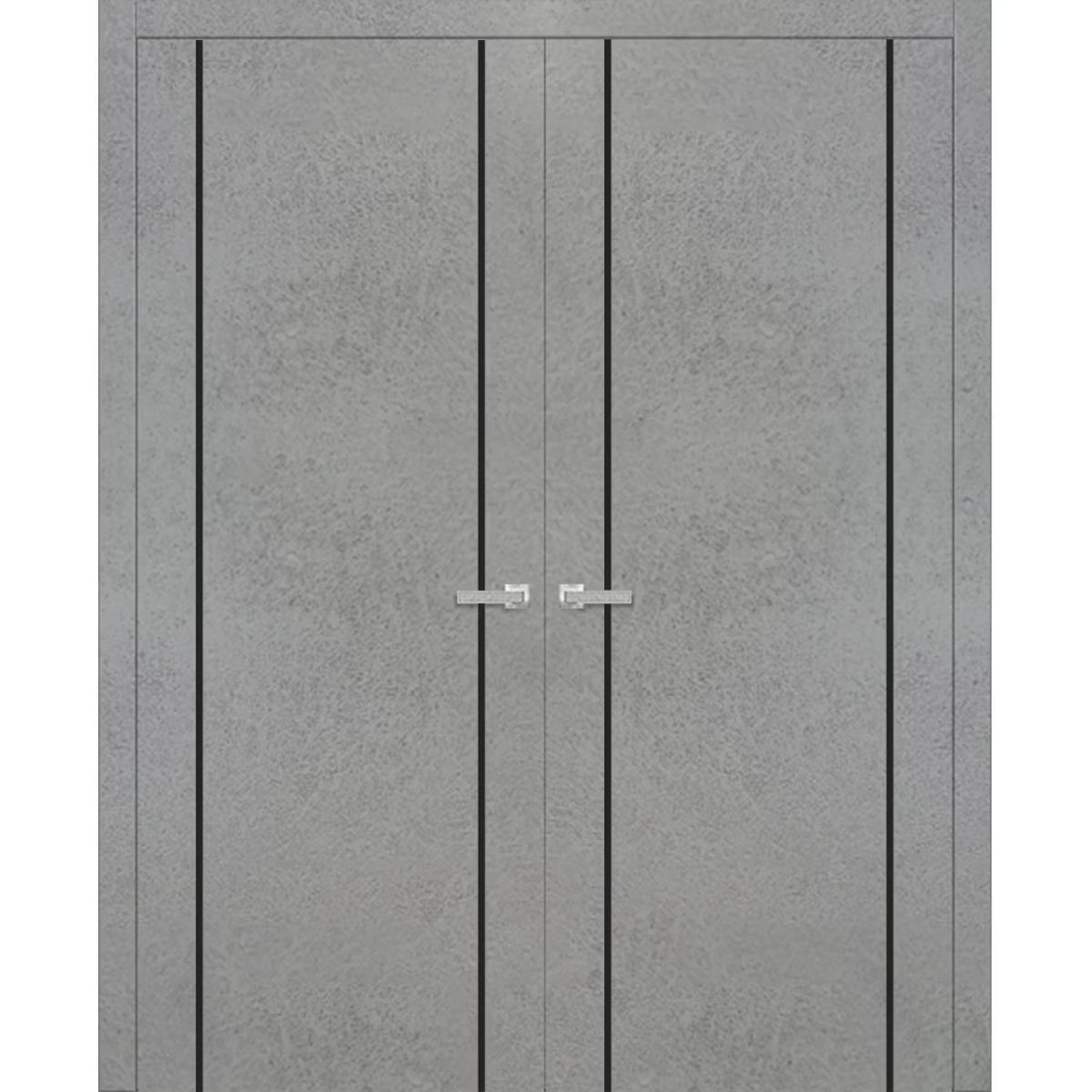 Solid French Double Doors 36 x 96 inches with Frosted Glass B249