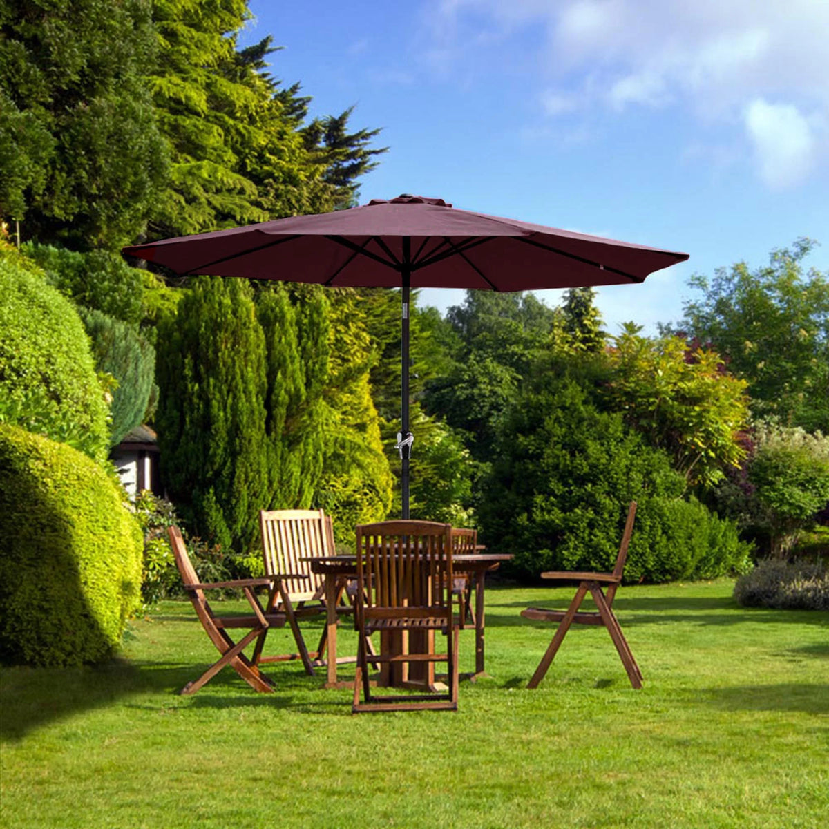 9ft UV 30+ Aluminum Outdoor Patio Umbrella with Crank & Tilt P823460