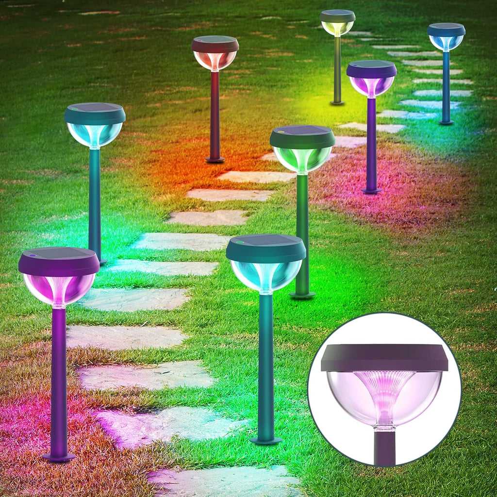 8 Pack Warm White LED Solar Pathway Lights M6499