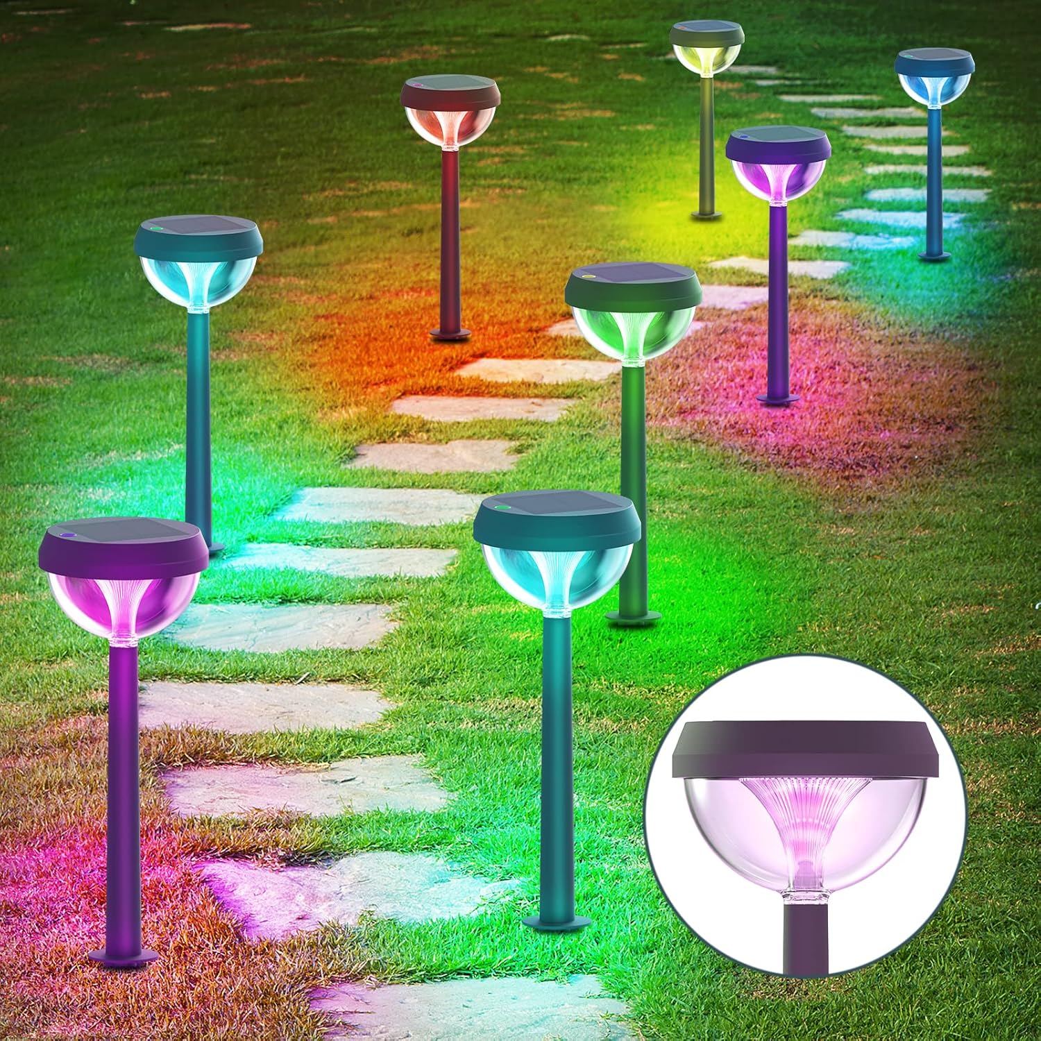 8 Pack Warm White LED Solar Pathway Lights M6499