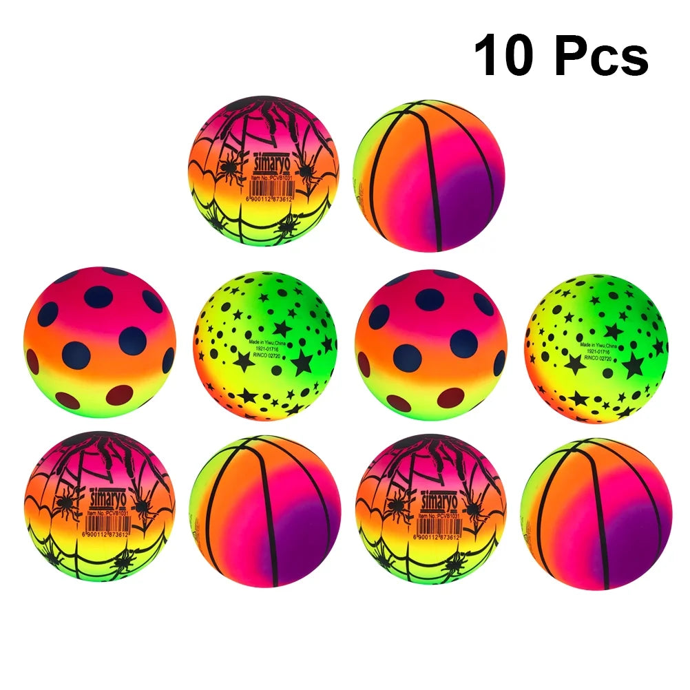 10 Pcs 16 CM Rainbow Balls Elastic PVC Beach Sports Play Ball G70982