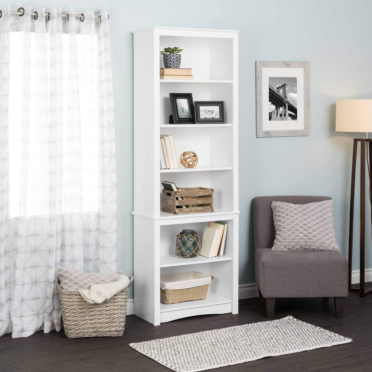 White Tall Bookcase J585