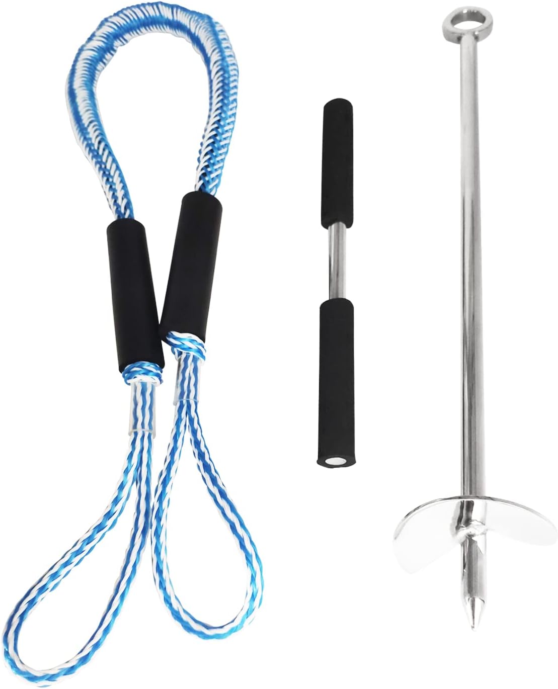 36" Marine Grade Stainless Steel 316 Boat Sand Anchor Kit with Bungee Dock Line and Case, Pack of 2 J566154