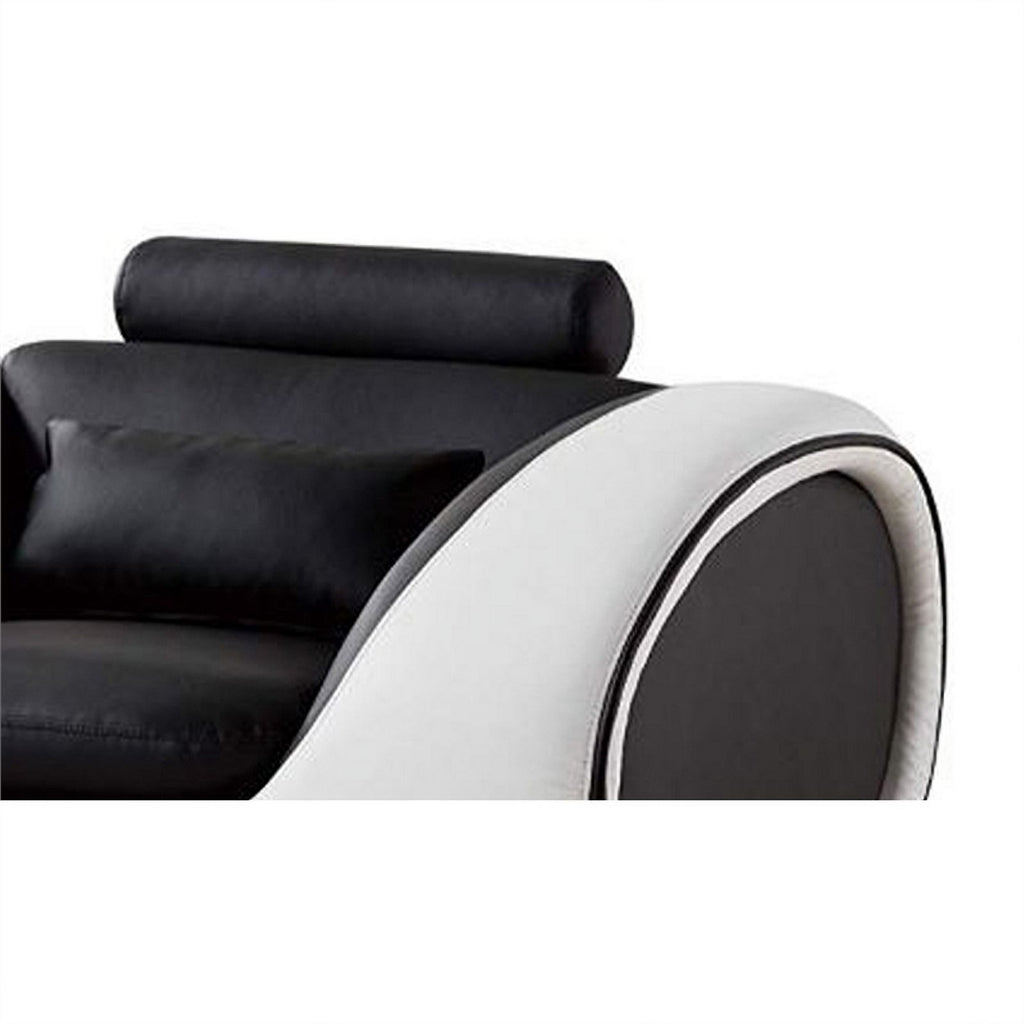 Black and White Faux Leather Wooden Sofa Chair with Headrest U76125