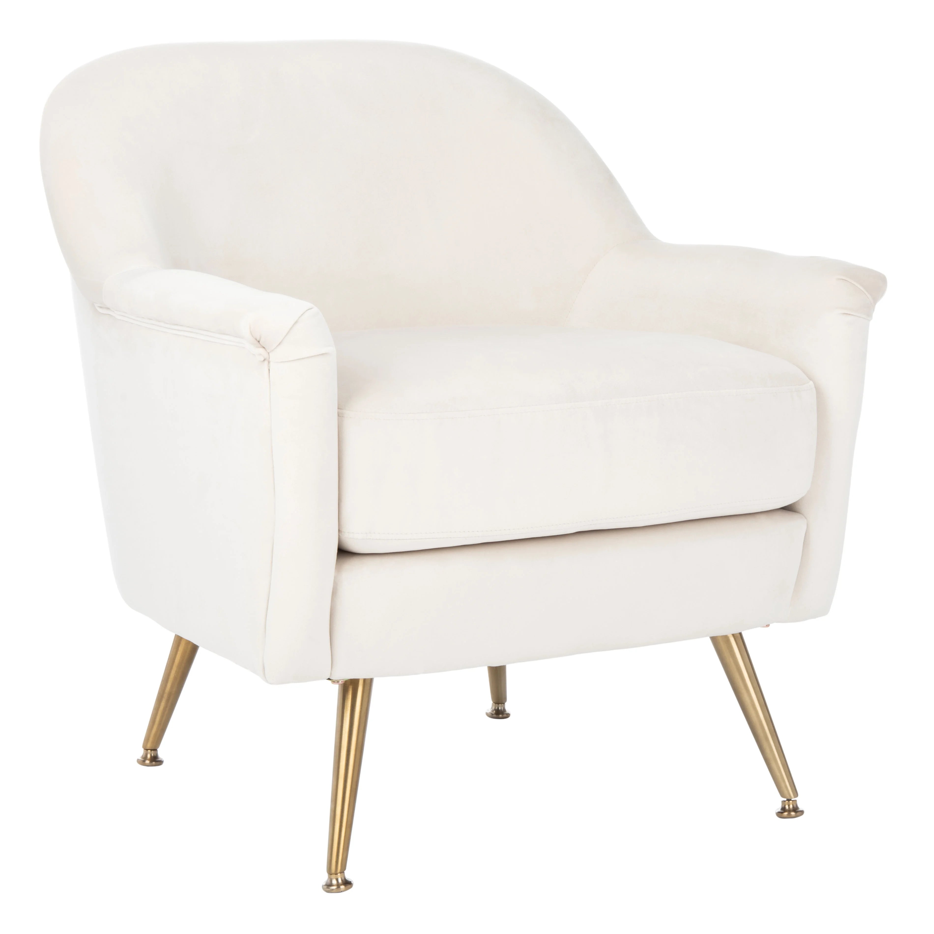 Ivory Velvet Upholstered Arm Chairs Q755914