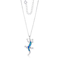 18" Rhodium Created Opal Lizard Cable Chain Necklace F40456