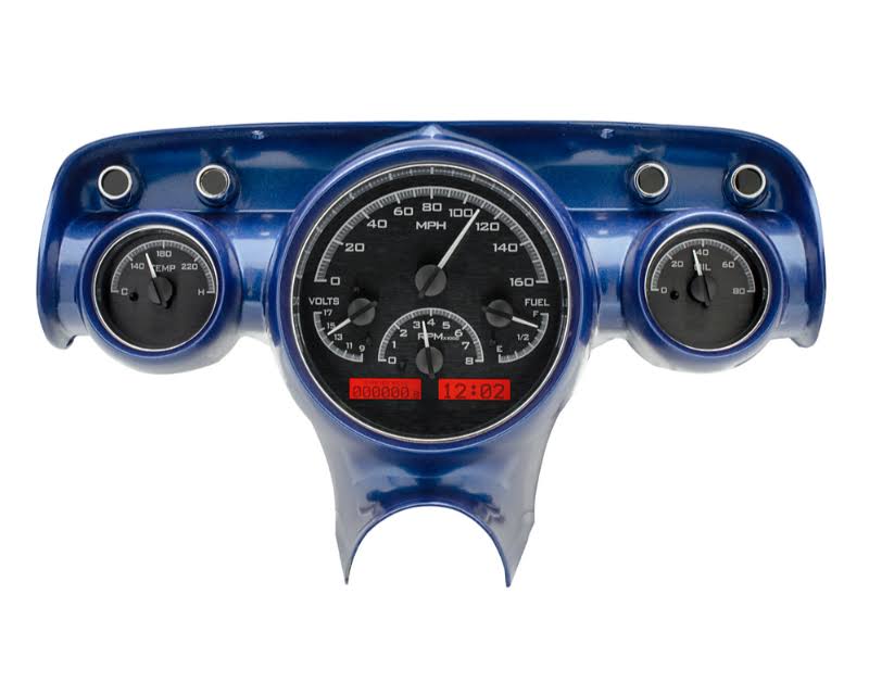 Analog Gauges System Black Alloy Red Kit W10918
